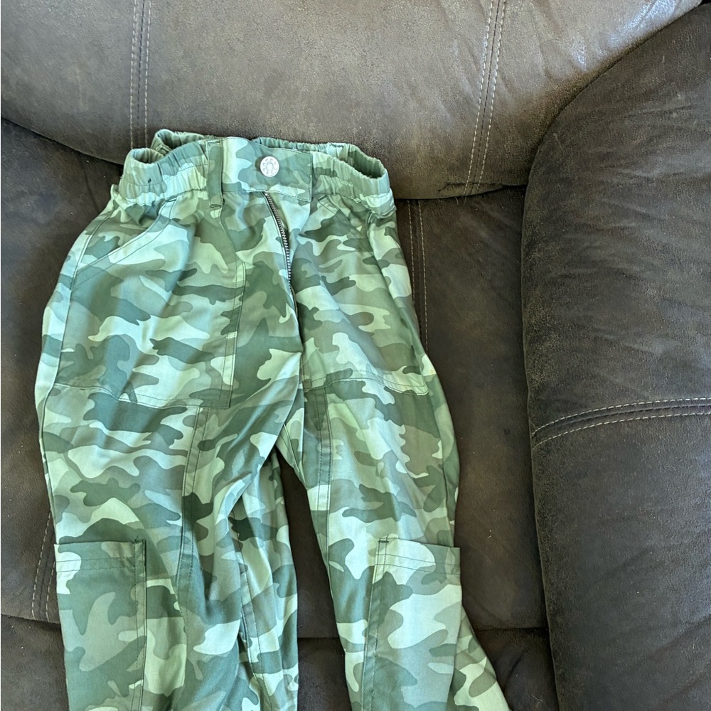 Justice Green Camouflage Cargo Pants